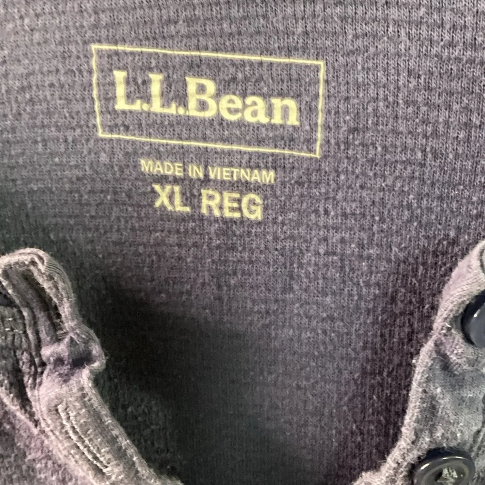L.L. Bean Heather Navy Long Sleeve Henley Top - Picture 4 of 4